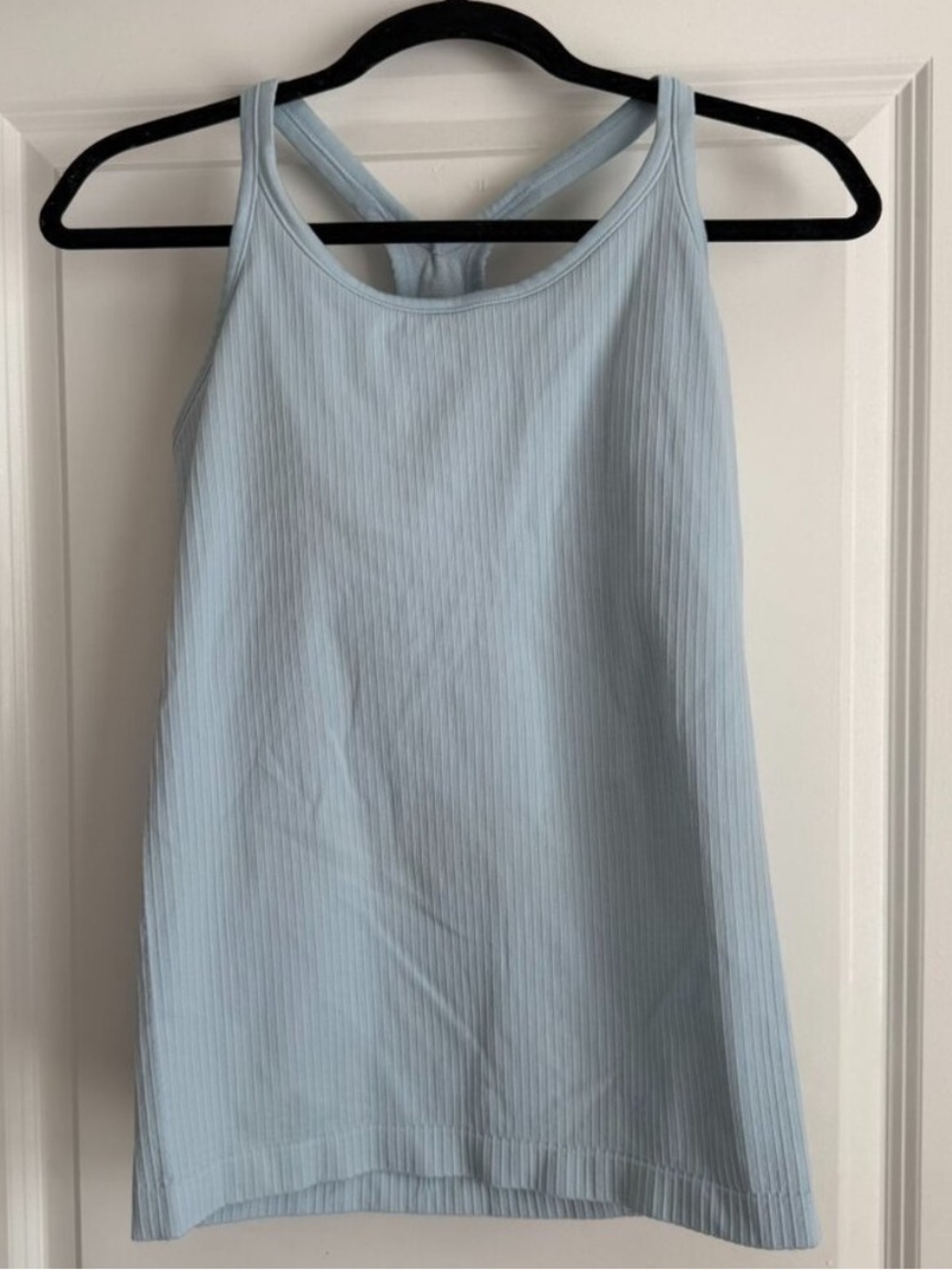 Light Blue Ribbed Tank Top with build in bra. Women XL